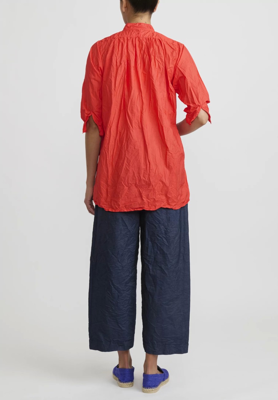 Daniela Gregis Tops | Washed Cotton Camicia Kora Top In Glow Red