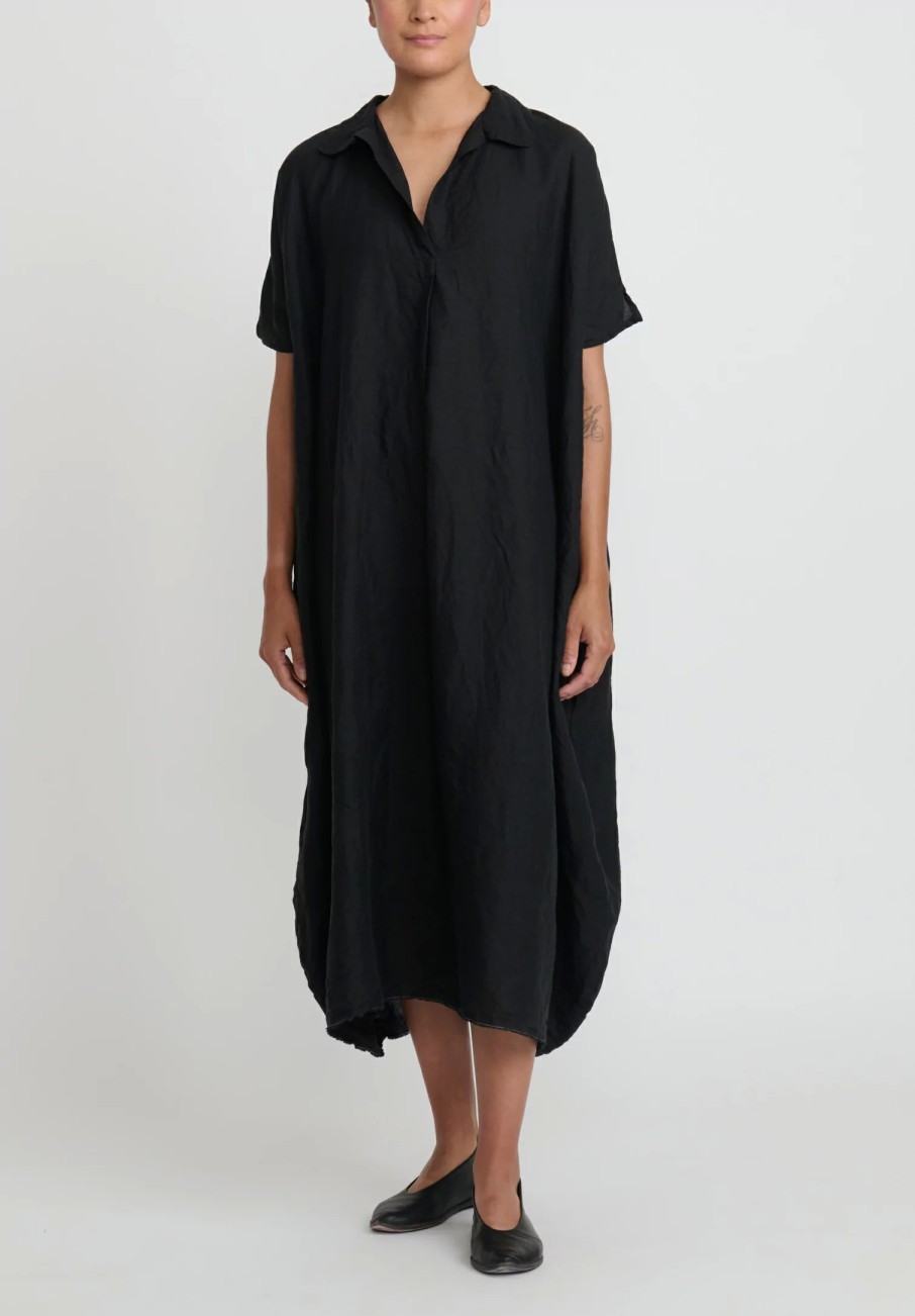 Daniela Gregis Dresses | Washed Linen Rossella Abito Dress In Nero Black