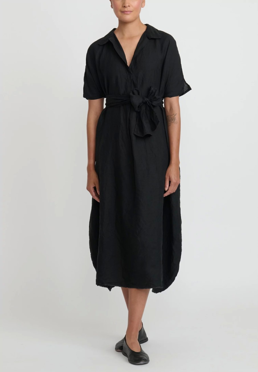 Daniela Gregis Dresses | Washed Linen Rossella Abito Dress In Nero Black