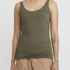 Album di Famiglia Tops | Cotton Canotta Tank Top In Khaki Green