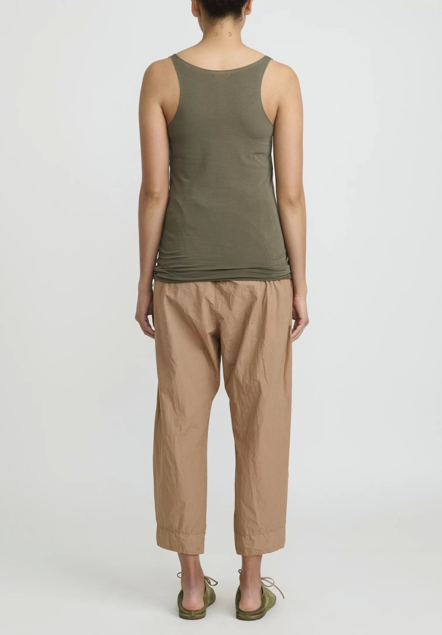 Album di Famiglia Tops | Cotton Canotta Tank Top In Khaki Green