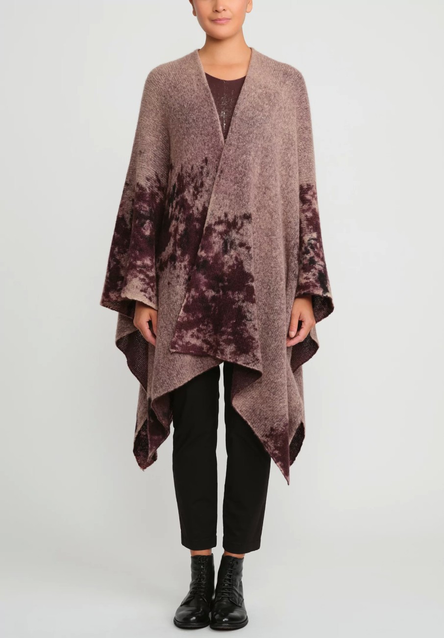 Avant Toi Ponchos | Merino Hand-Painted Wool And Camel Hair Poncho In Seppia Purple