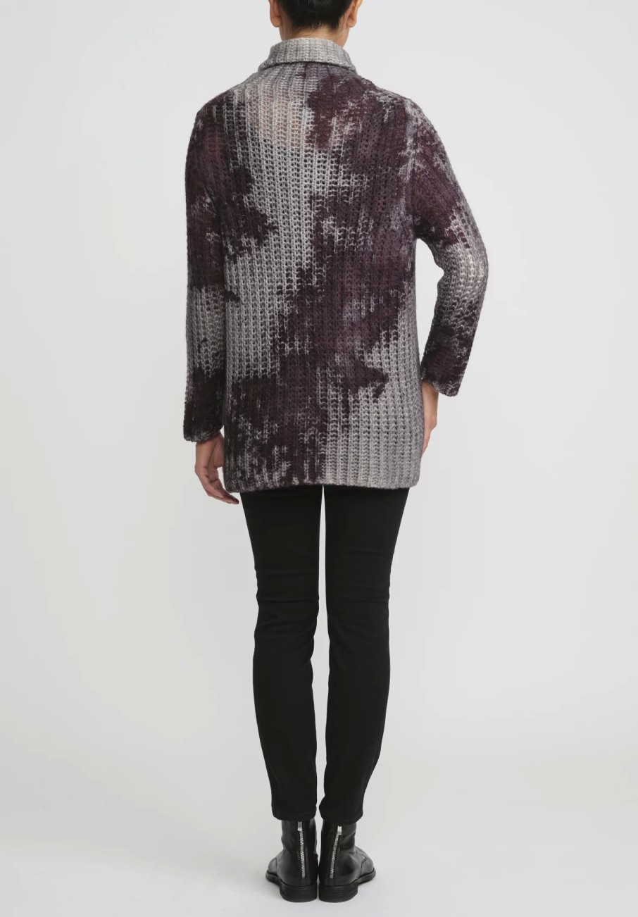 Avant Toi Knitwear | Hand-Painted Cashmere & Silk Turtleneck In Nero Seppia Purple