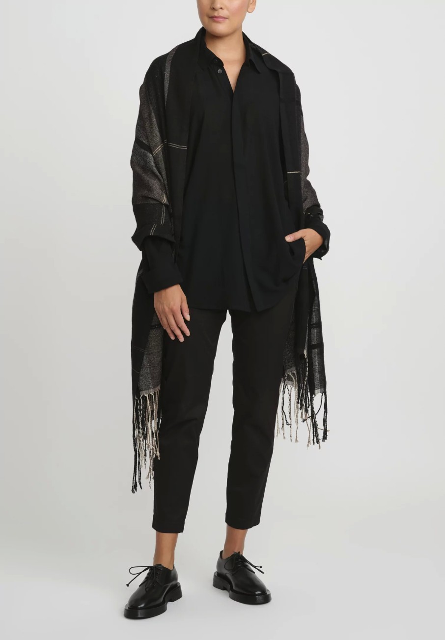 Jan-Jan Van Essche Shirts & Blouses | Wool Crepe Chiffon Shirt In Black