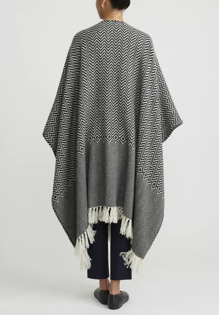 Alonpi Ponchos | Cashmere ''Canaria'' Cape In Black & White