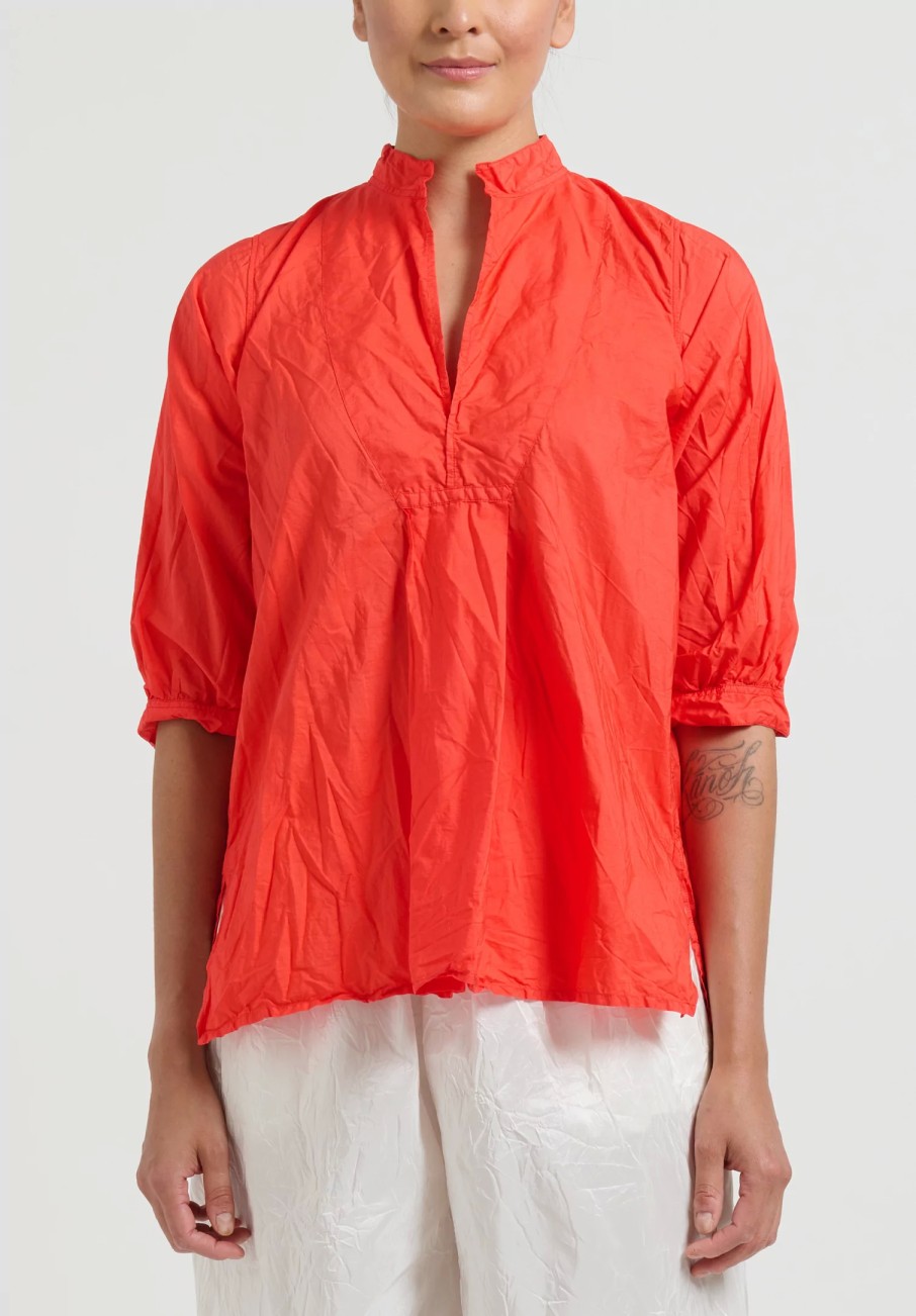 Daniela Gregis Tops | Washed Cotton Kora Top In Glow Red