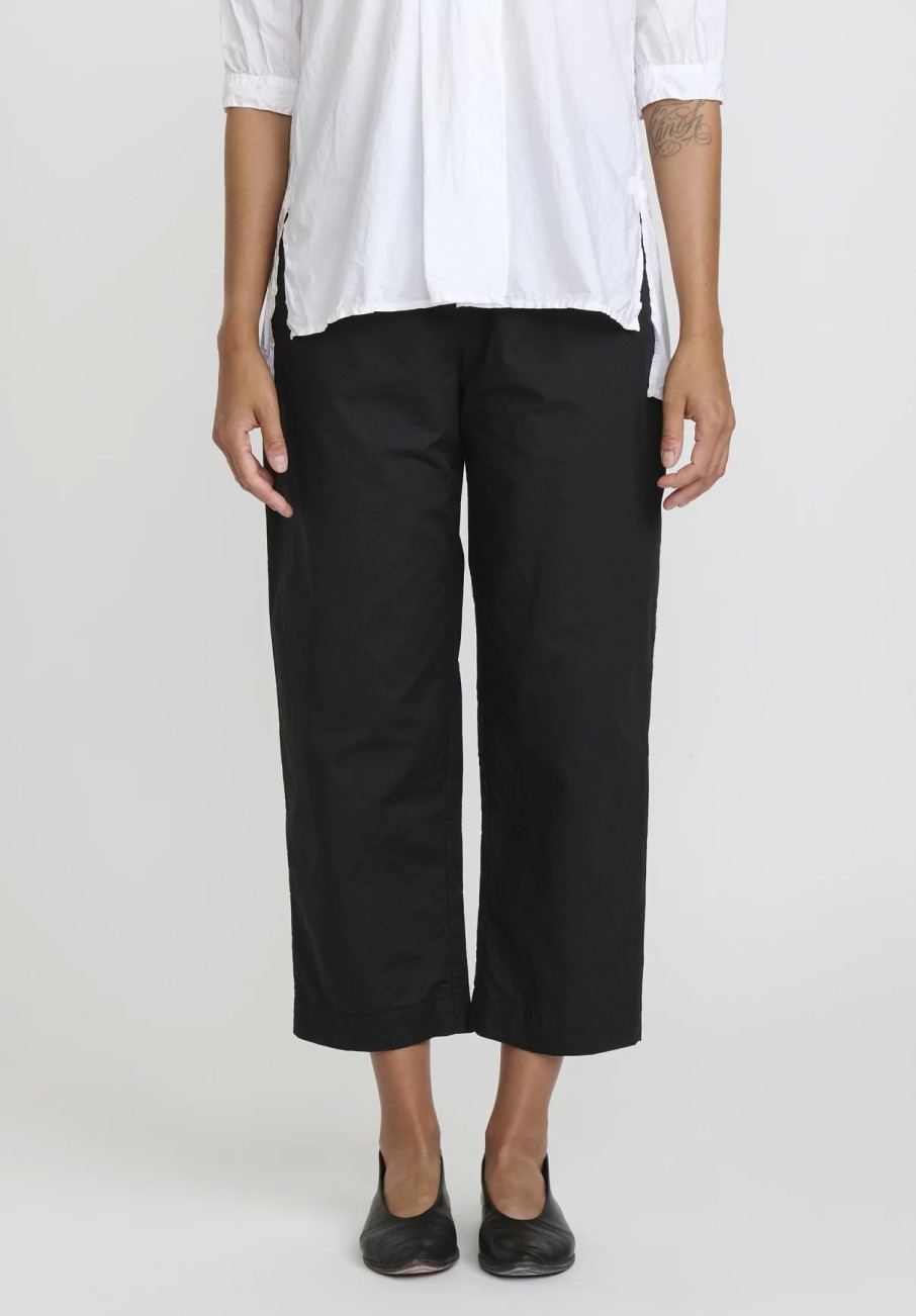 Daniela Gregis Pants | Washed Cotton Sigaretta Elastico Pants In Nero Black