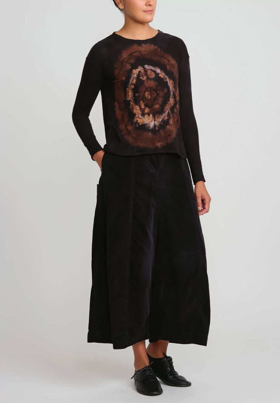 Gilda Midani Tops | Pattern Dyed Long Sleeve Trapeze Tee In Fire Ring