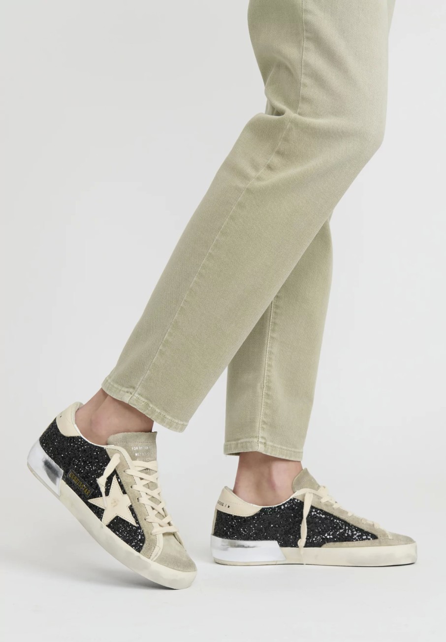 Golden Goose Sneakers | Glitter And Suede Super Star Classic Sneakers In Black & Taupe