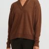 Uma Wang Knitwear | Cashmere Slit V-Neck Sweater In Mustard Brown