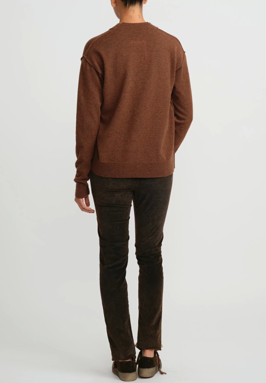 Uma Wang Knitwear | Cashmere Slit V-Neck Sweater In Mustard Brown