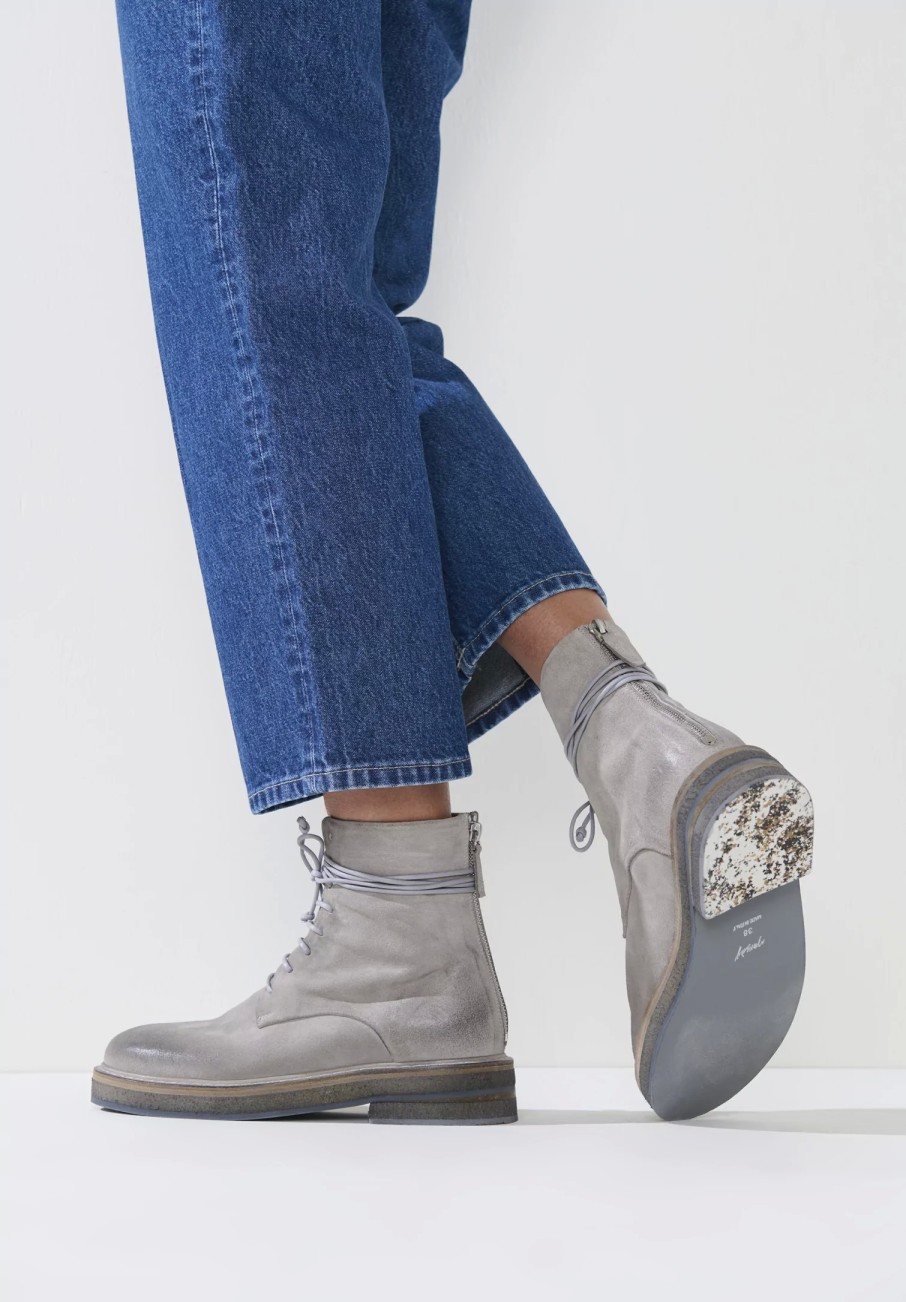 Marsèll Boots | Suede Parrucca Lace-Up Ankle Boots In Asfalto Grey