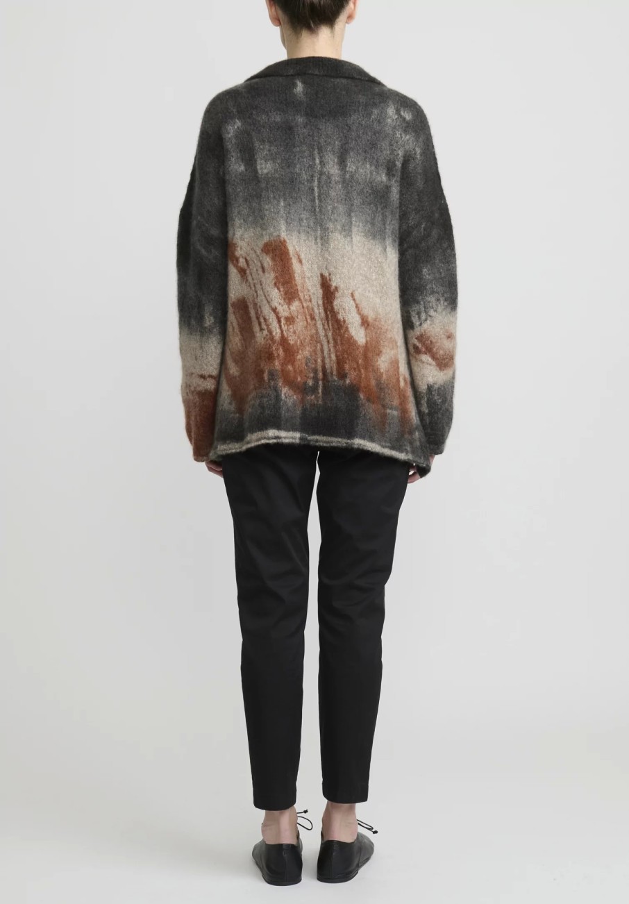 f Cashmere Knitwear | Hand-Painted Marianne Cardigan In Black & Rust