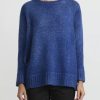 Avant Toi Knitwear | Hand-Painted Side Slit Sweater In Nero Ocean Blue