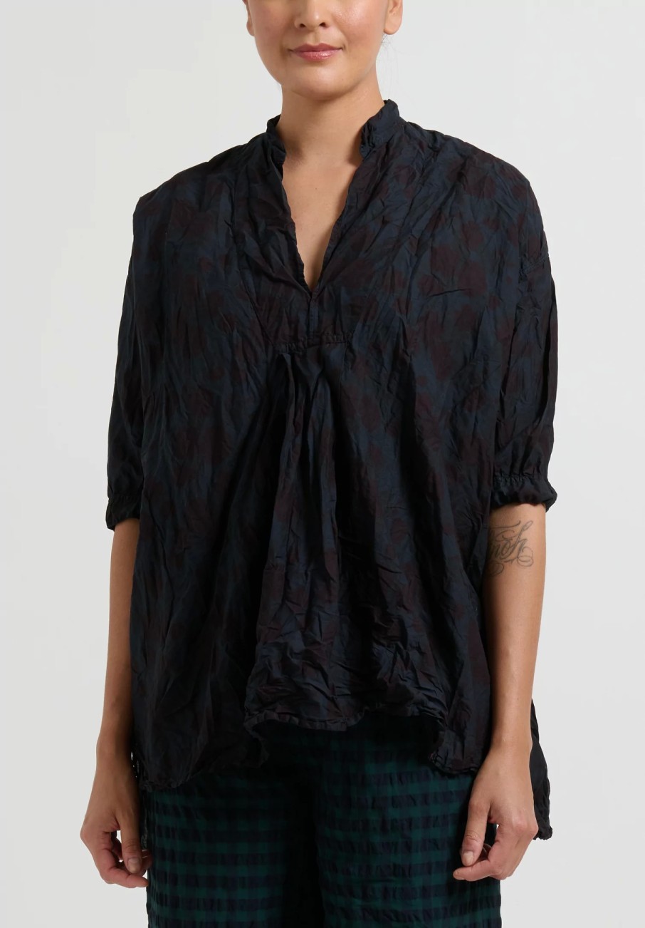 Daniela Gregis Tops | Washed Cotton Kora Top In Overdyed Green Color Mix