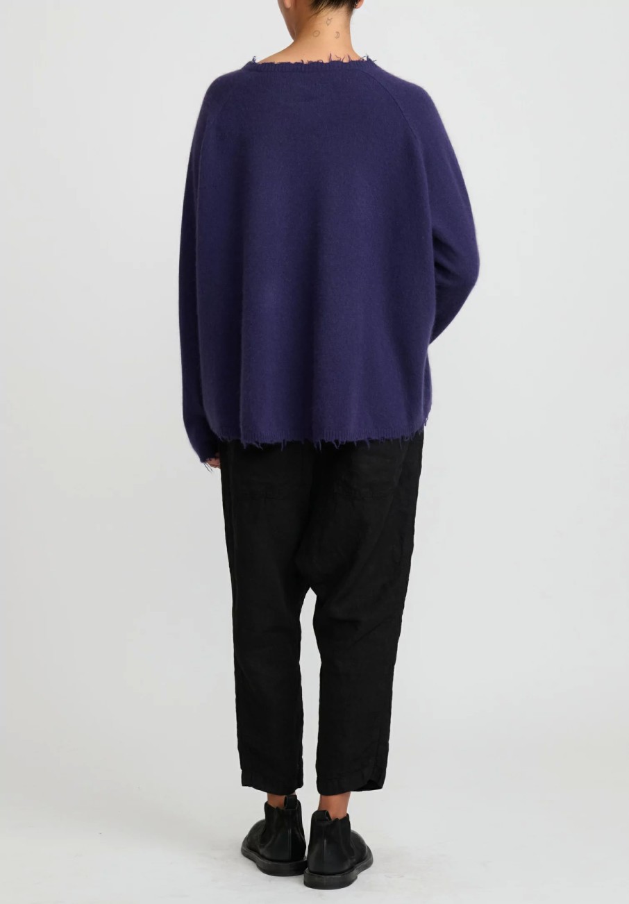 Rundholz Dip Knitwear | Wool And Raccoon Hair Distressed Sweater In Grape Purple