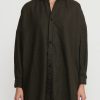 Daniela Gregis Shirts & Blouses | Larghissima'' Jeroni Shirt In Olive Brown Houndstooth