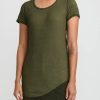 Rundholz Dip Tops | Cotton & Mesh Short Sleeve T-Shirt In Olive Cloud Green