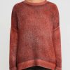 Avant Toi Knitwear | Hand-Painted Cashmere & Silk Oversized Sweater In Nero Mandarancio Orange