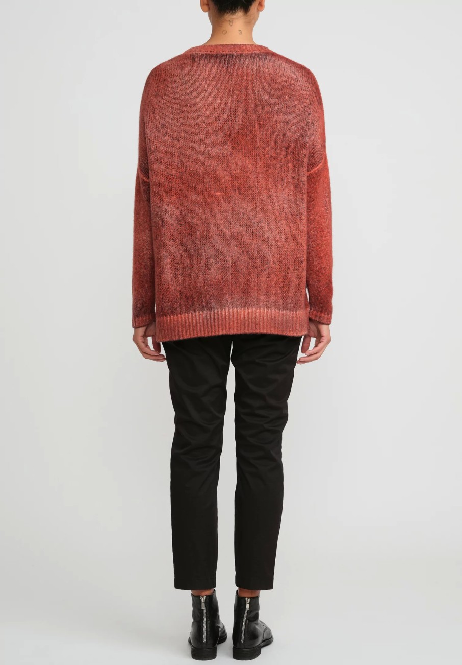 Avant Toi Knitwear | Hand-Painted Cashmere & Silk Oversized Sweater In Nero Mandarancio Orange