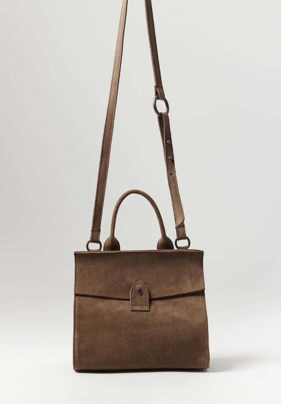 Corîu Handbags | Suede Xsmall Bitta Crossbody Bag In Taupe