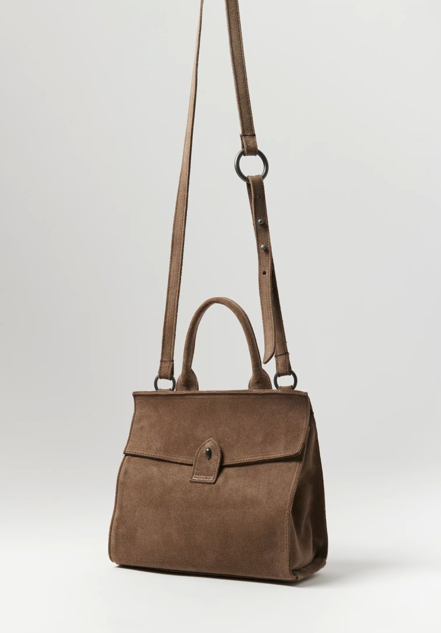 Corîu Handbags | Suede Xsmall Bitta Crossbody Bag In Taupe