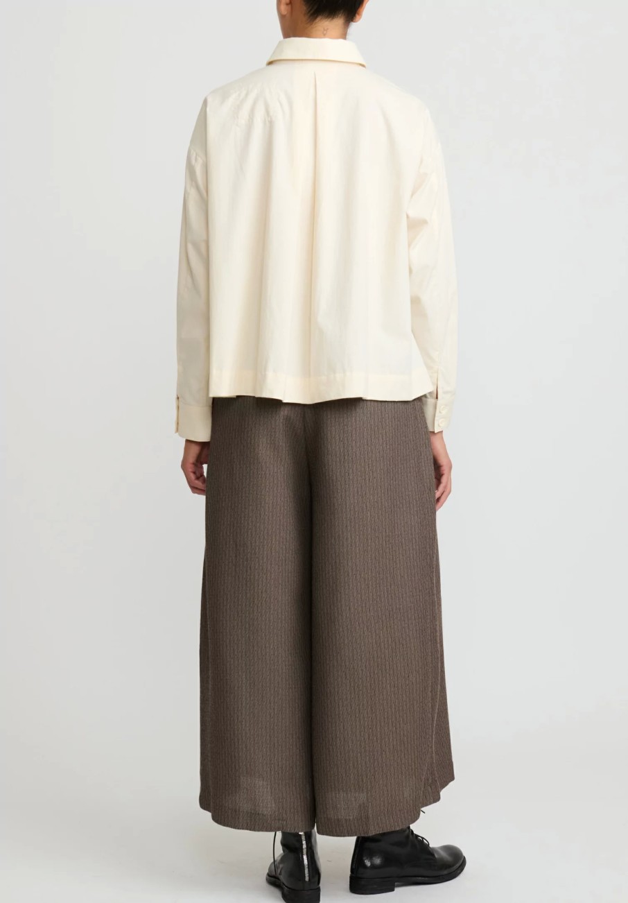 A Tentative Atelier Pants | Drapey Flared Jacquard Pants In Dark Brown