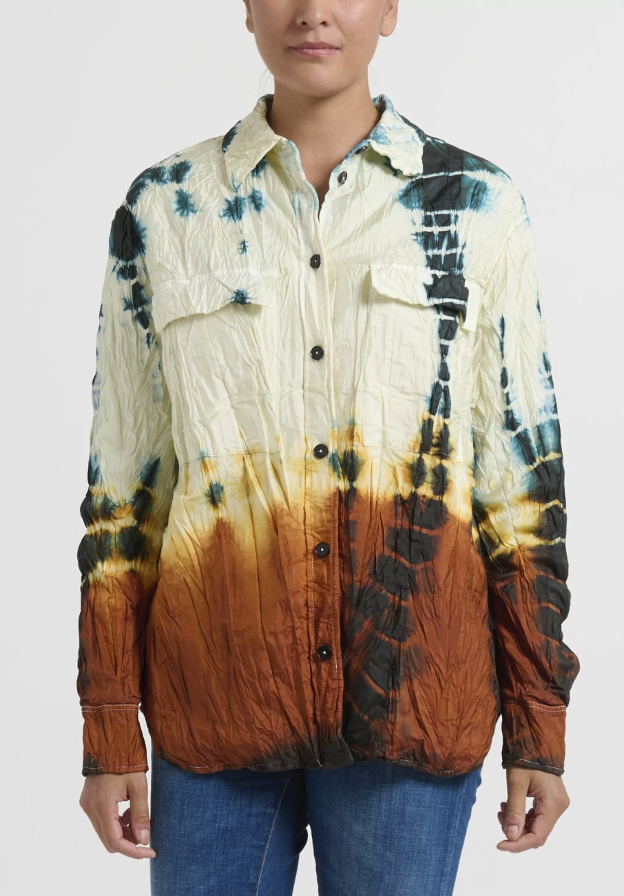 Jil Sander+ Jackets | Padded Tie Dye Shirt In Green & Brown