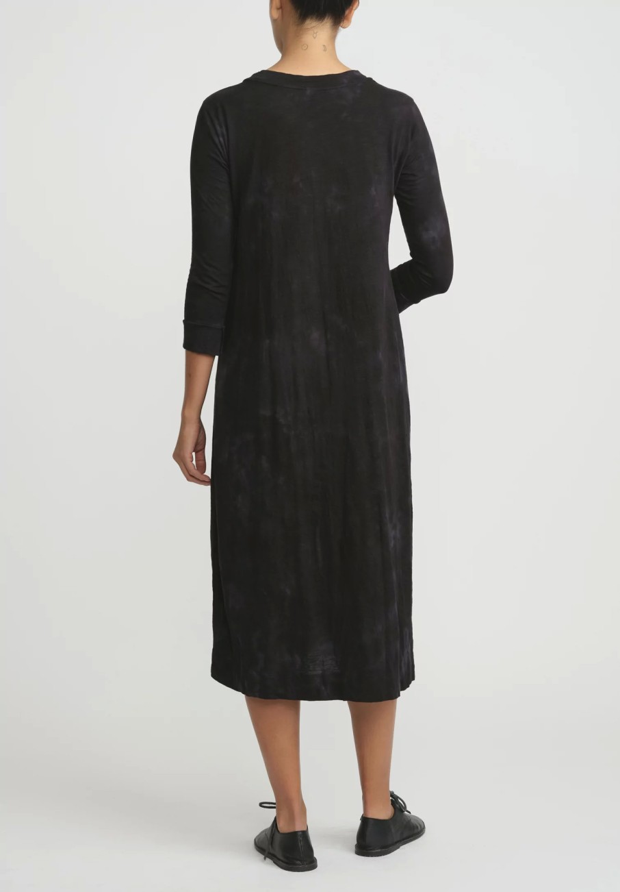 Gilda Midani Dresses | Pattern Dyed Three-Quarter Sleeve Maria Dress In Fire Ring Black