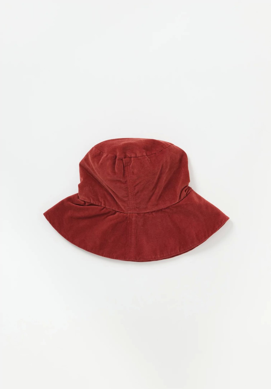 Album di Famiglia Hats | Cotton Velvet Wide Brim Hat In Red