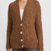 Wommelsdorff Knitwear | Hand Knit Cashmere & Silk Luna Cardigan In Cognac Tabacco Brown