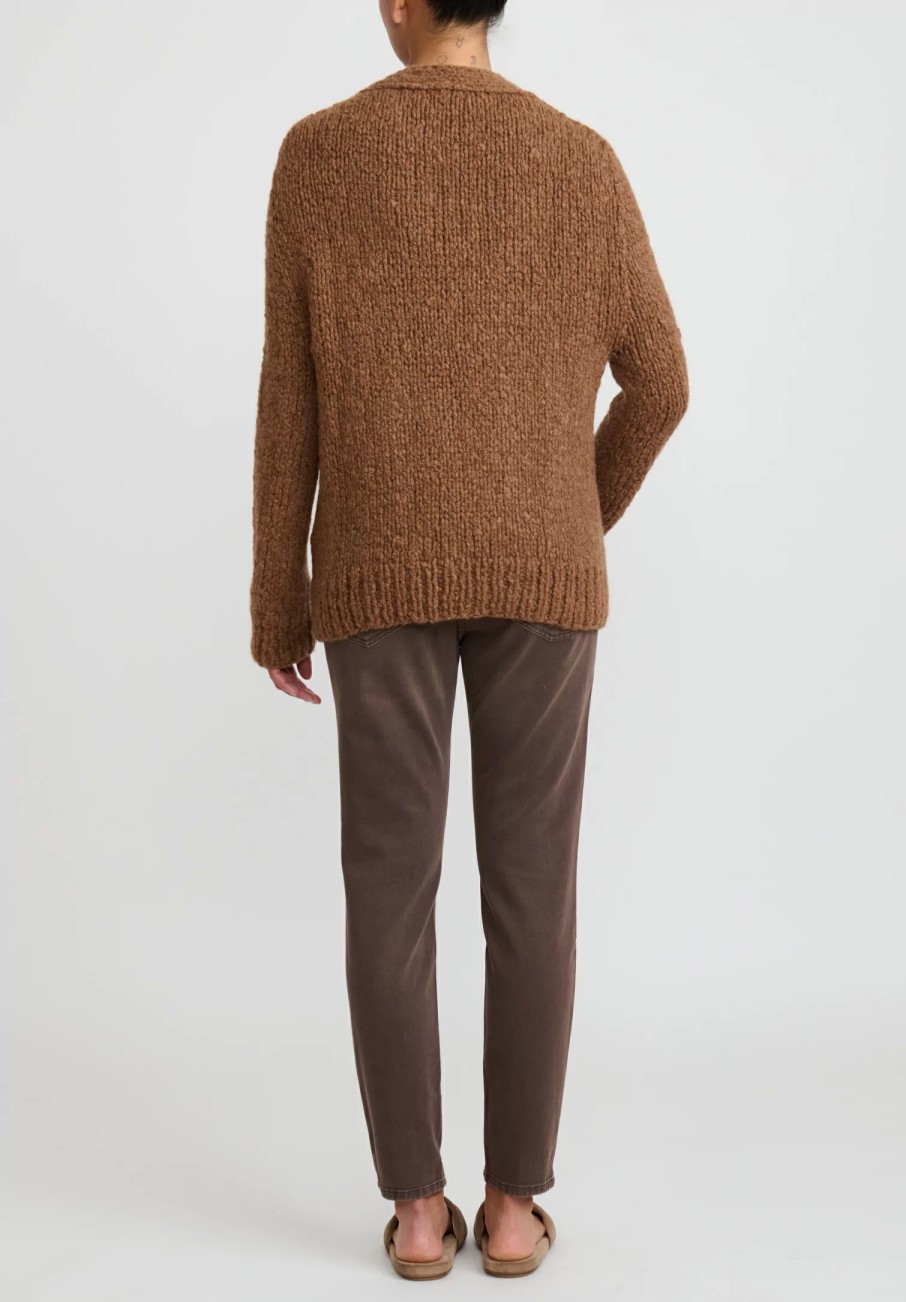 Wommelsdorff Knitwear | Hand Knit Cashmere & Silk Luna Cardigan In Cognac Tabacco Brown