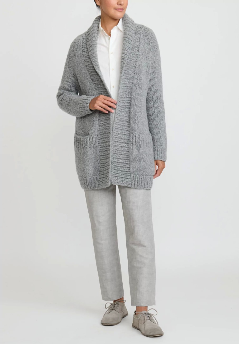 Wommelsdorff Knitwear | Hand Knit Cashmere & Silk Ava Cardigan In Heather Grey