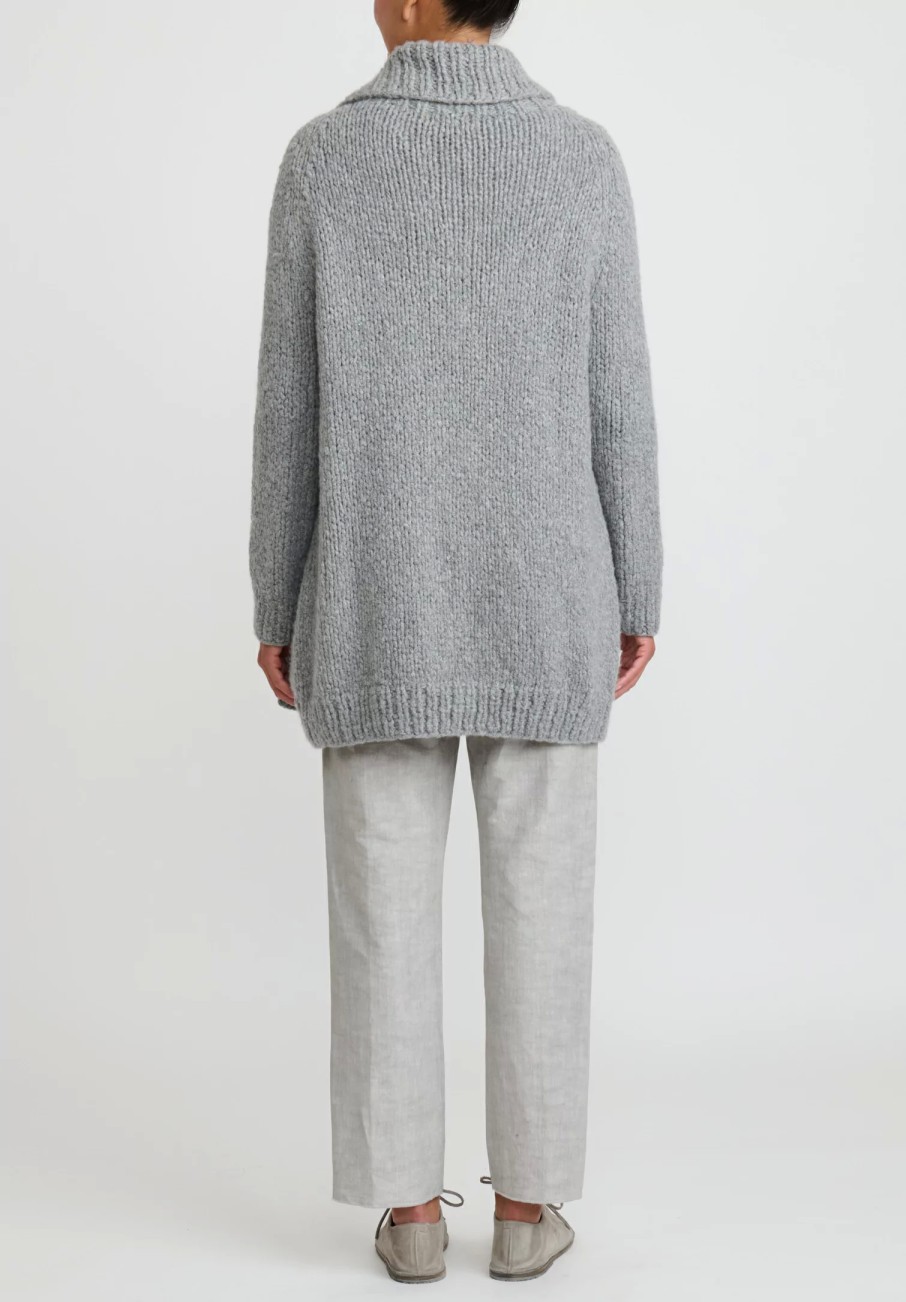 Wommelsdorff Knitwear | Hand Knit Cashmere & Silk Ava Cardigan In Heather Grey