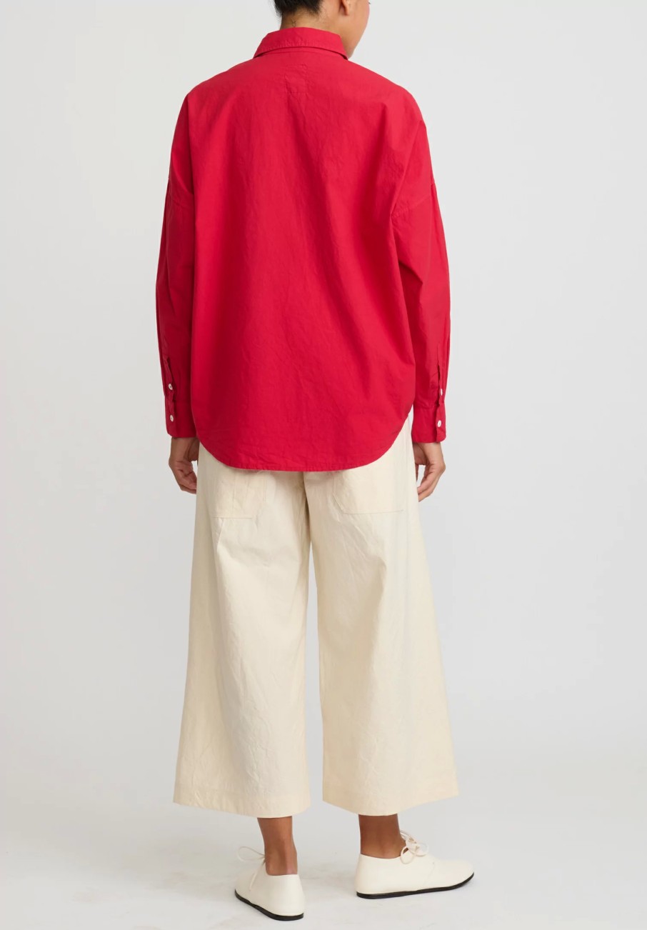 Chez Vidalenc Shirts & Blouses | Hand-Dyed Cotton Kilber Axl Shirt In Racing Red