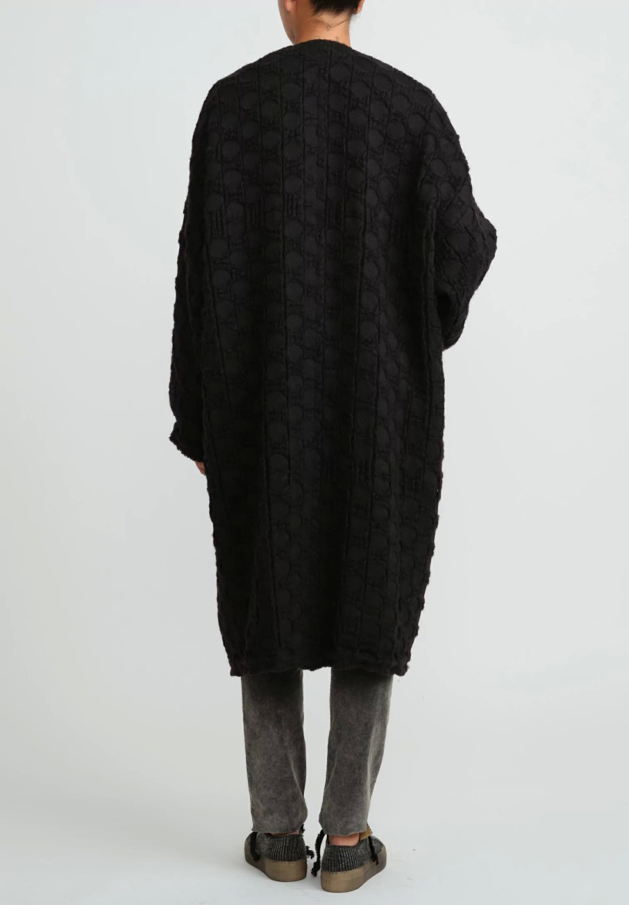 Uma Wang Coats & Dusters | Virgin Wool & Cotton Cadrian Cocoon Coat In Black Dots