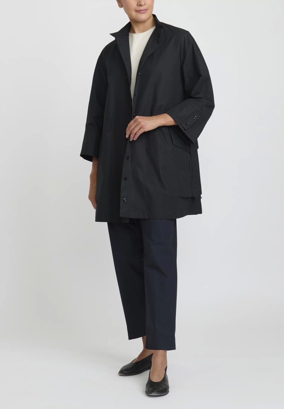 Jil Sander Jackets | Heavy Organic Cotton Poplin Belted Vestito Tunic In Black