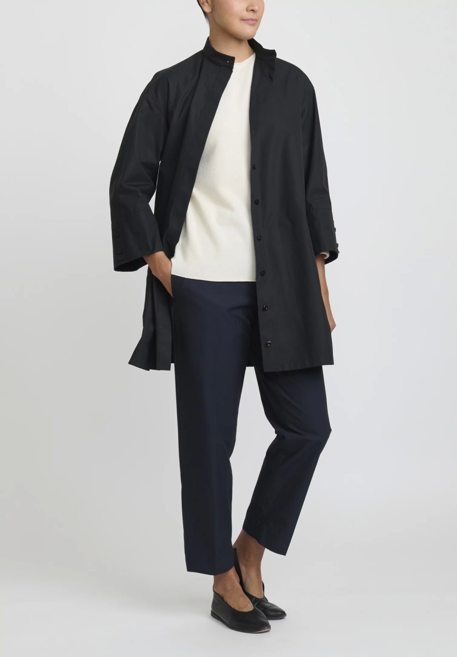 Jil Sander Jackets | Heavy Organic Cotton Poplin Belted Vestito Tunic In Black