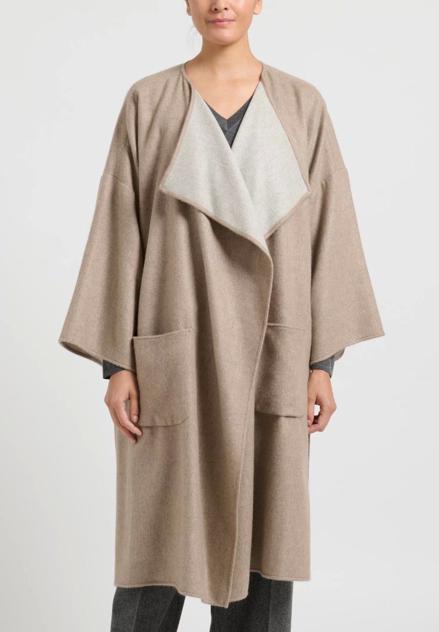 Alonpi Coats & Dusters | Cashmere Open Front Coat In Natural