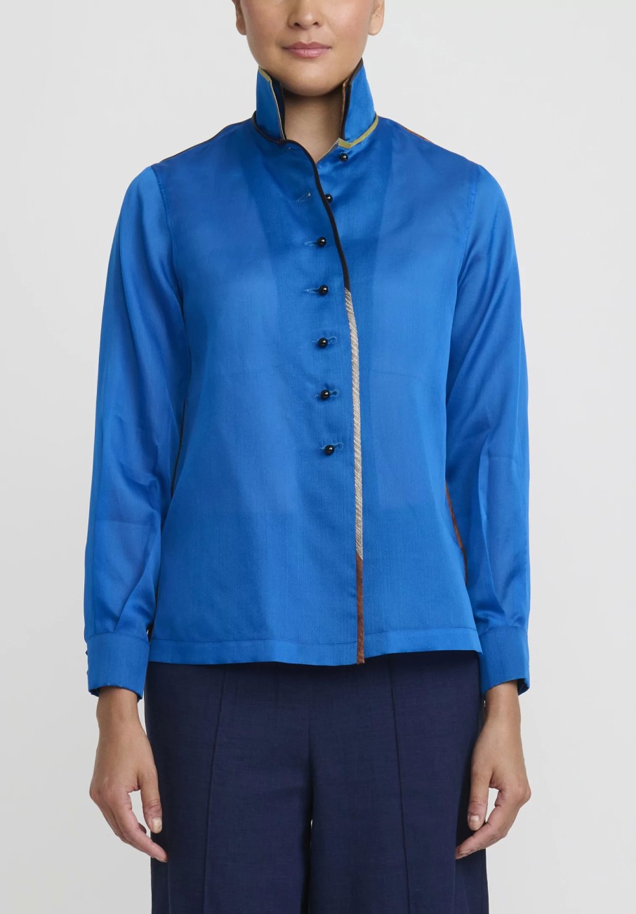 Sophie Hong Shirts & Blouses | Silk Organza Shirt In Blue