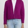 Wommelsdorff Knitwear | Cashmere Hand Knit Cropped Suki Cardigan In Fuchsia Pink