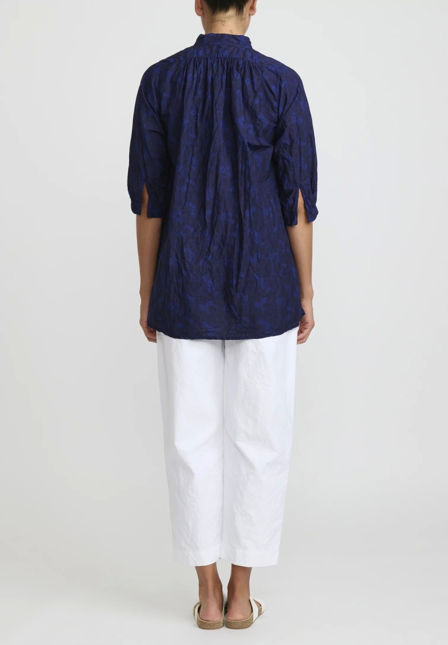 Daniela Gregis Tops | Washed Cotton Camicia Kora Top In Blue & Black Mix