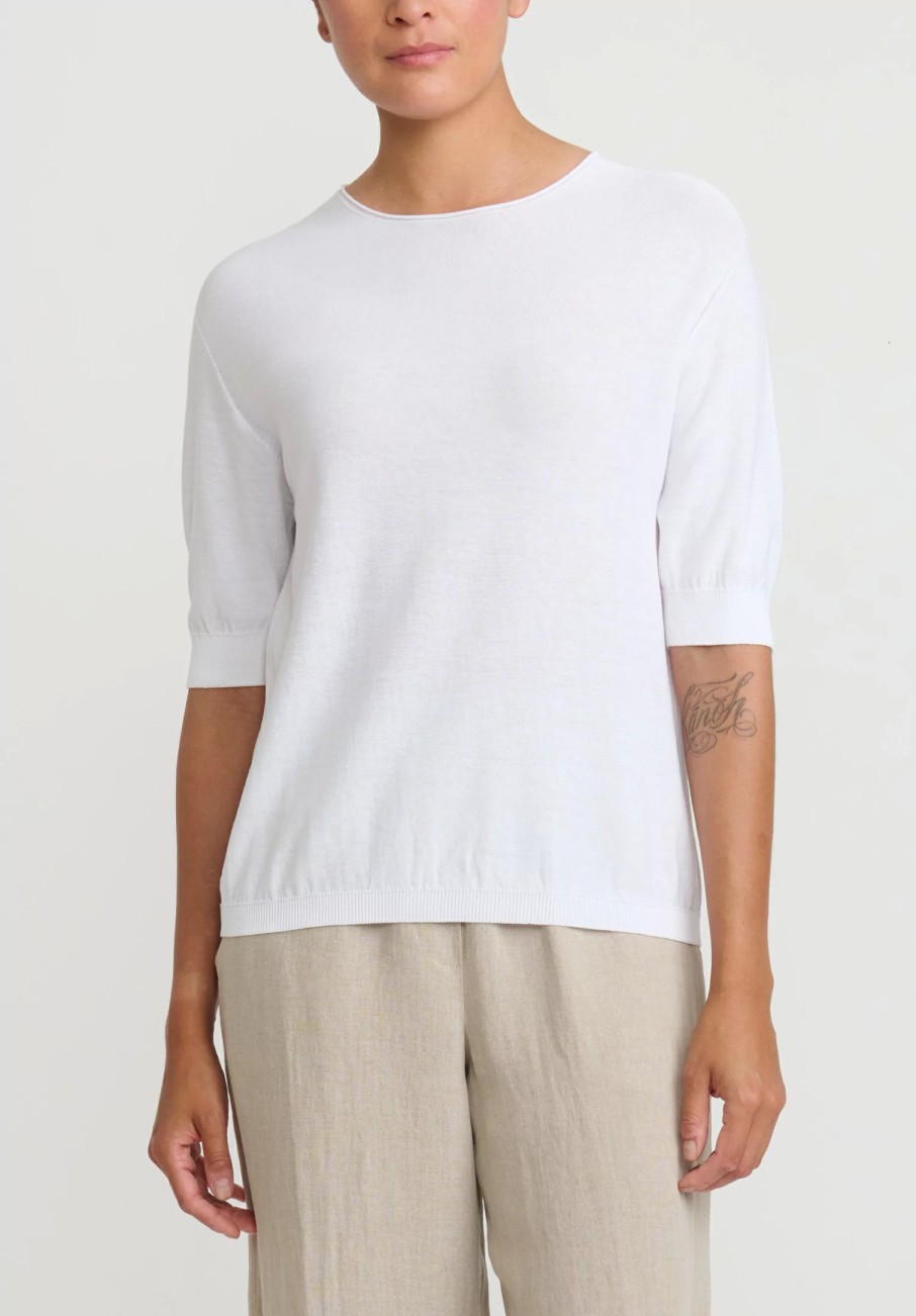 Antonelli Knitwear | Cotton Short Sleeve Platone Sweater In White