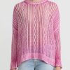 Avant Toi Knitwear | Hand-Painted Loose Knit Lozenge Sweater In Hebe Pink