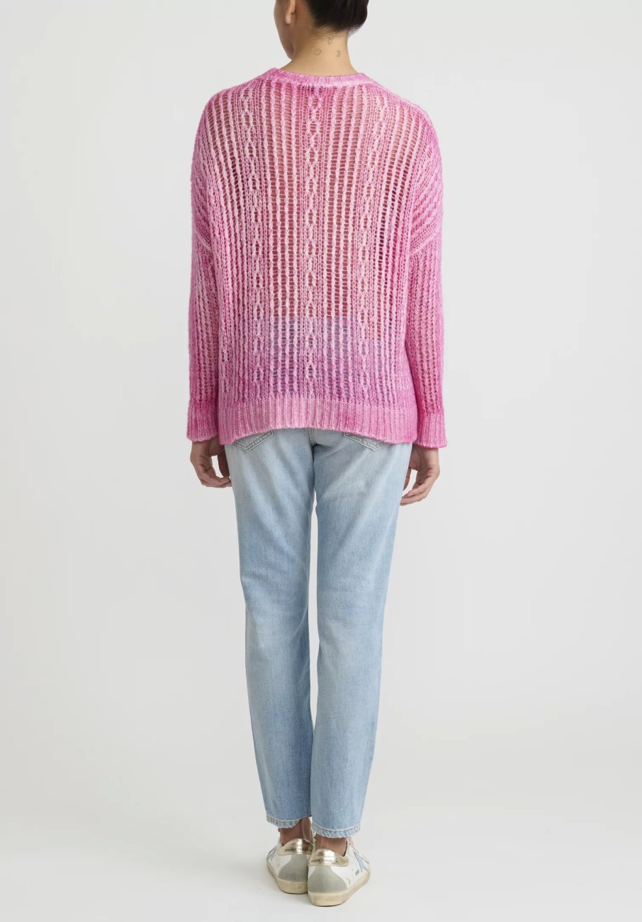 Avant Toi Knitwear | Hand-Painted Loose Knit Lozenge Sweater In Hebe Pink