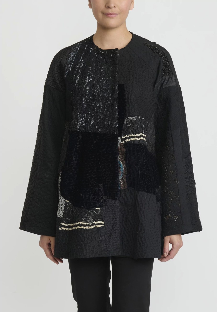 By Walid One Of A Kind | Beaded And Embroidered Silk Victorian Jackie Jacket In Black