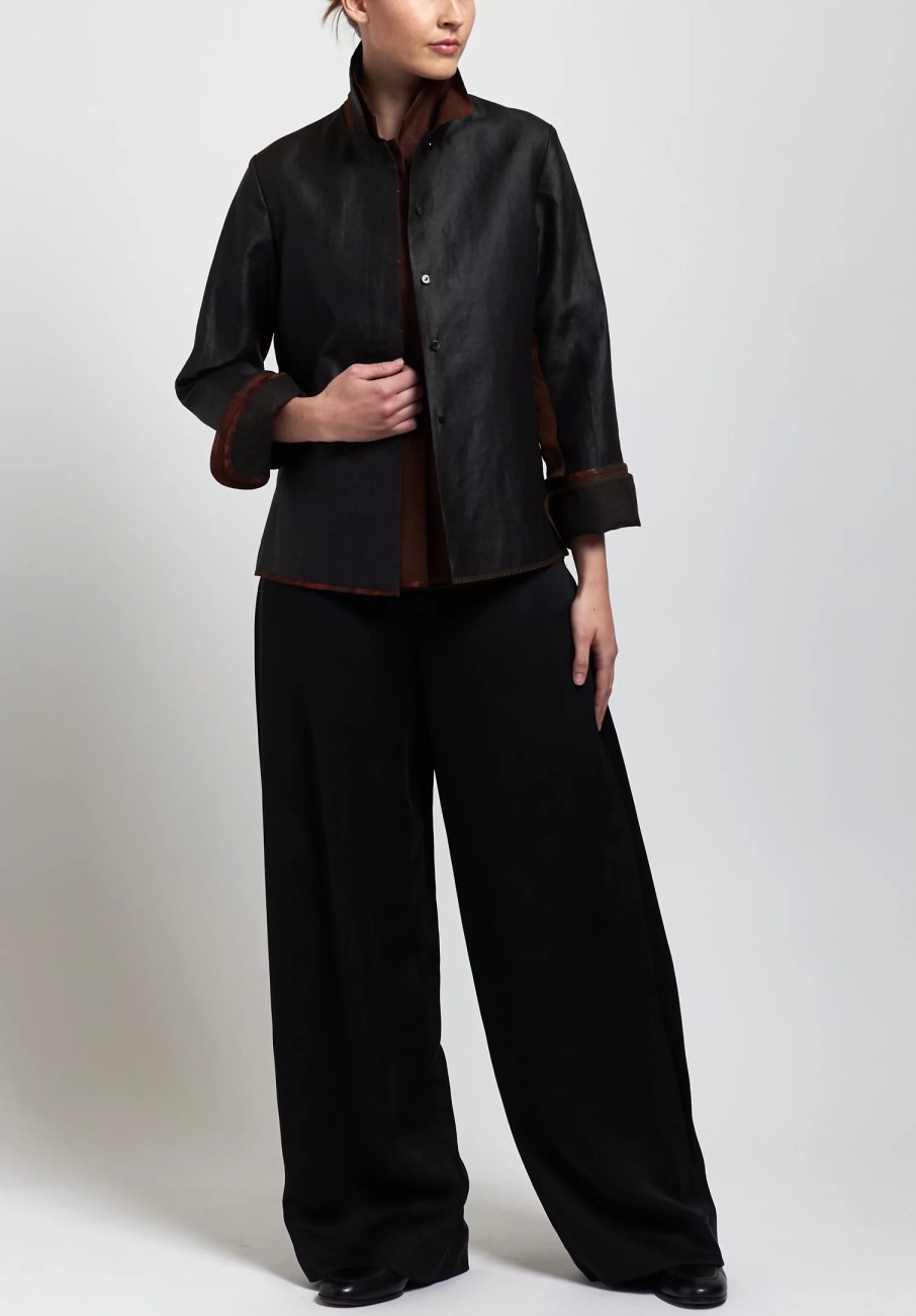 Sophie Hong One Of A Kind | Hand Dyed Mud Silk Smooth Tailored Jacket In Black