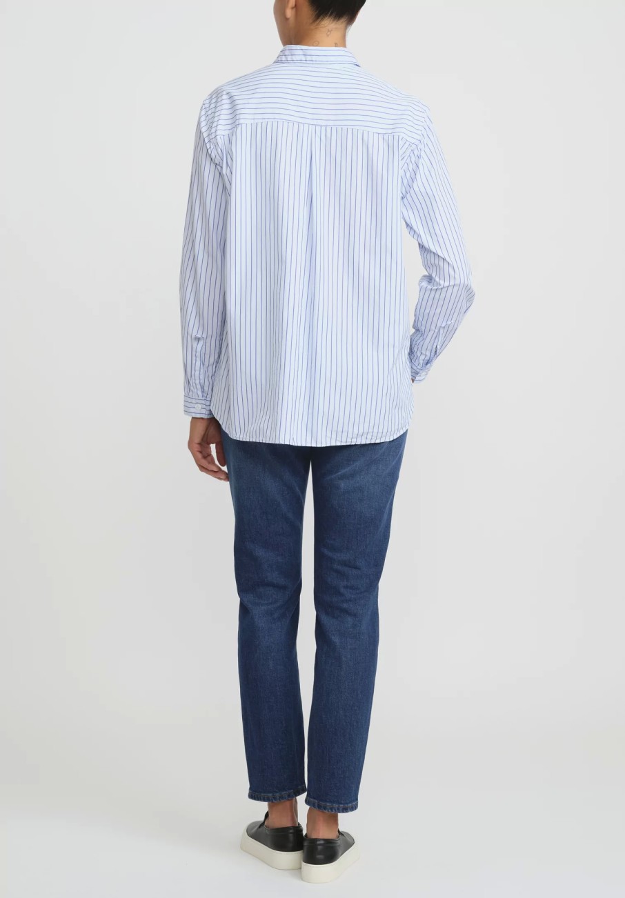 Bergfabel Shirts & Blouses | Cotton Loose Tyrol Shirt In Blue Stripe