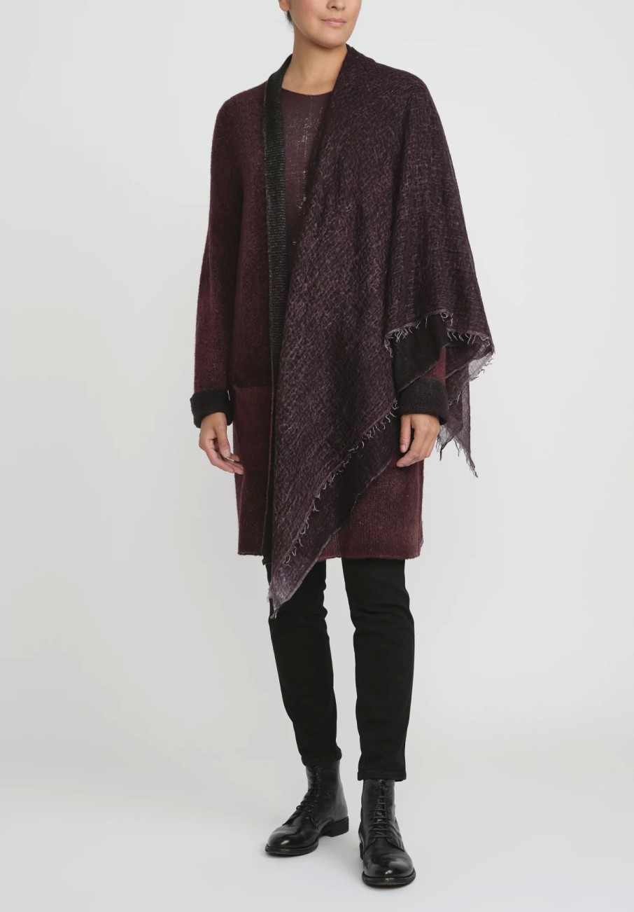 Avant Toi Scarves & Shawls | Hand-Painted Cashmere Stola Scarf In Nero Seppia Purple