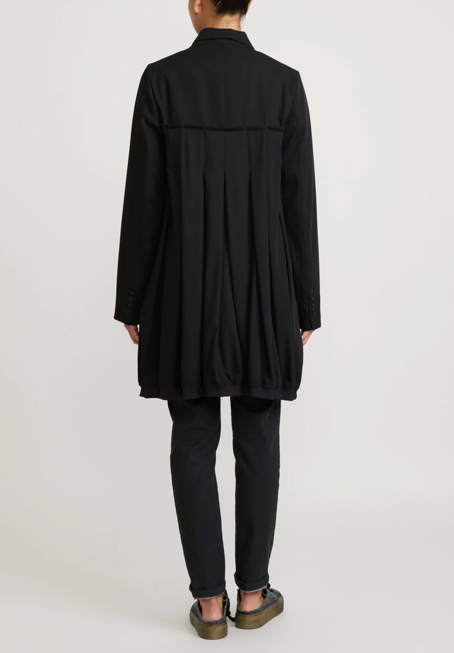 Rundholz Jackets | Button Up Pleated Wool Coat In Black